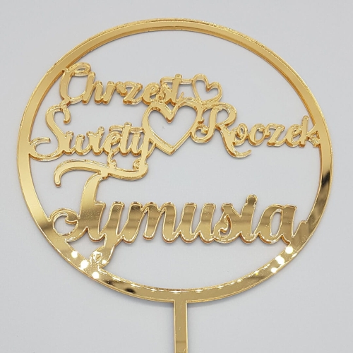 topper ze zlotego lustra na chrzest i roczek.jpg