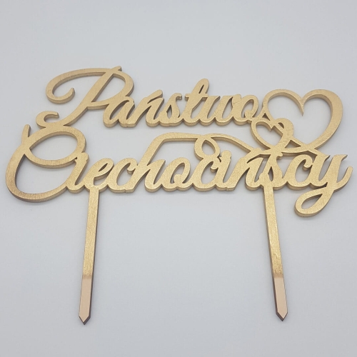 drewniany topper na ślub złoty.jpg