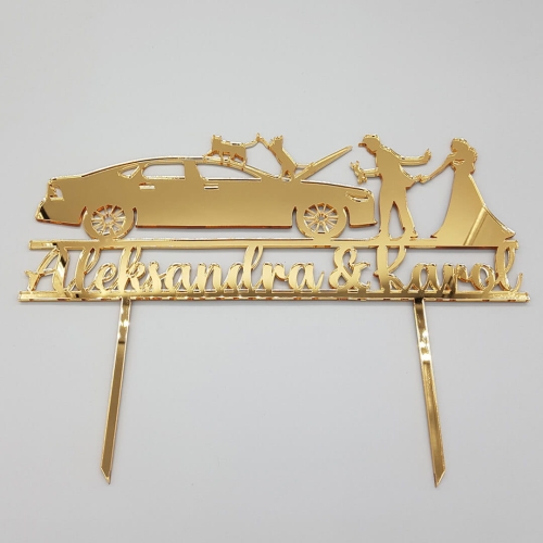 złoty topper na wesele z mechanikiem i kotami.jpg