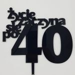 Topper na tort „Życie zaczyna się po 40” – dekoracja tortu urodzinowego