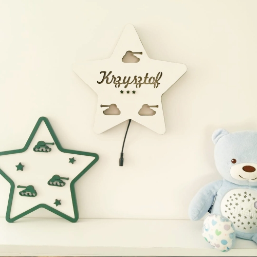 drewniana lampka LED