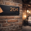nowoczesna numeracja pokoi hotelowych miedź czarny mat przykład realizacji.jpg