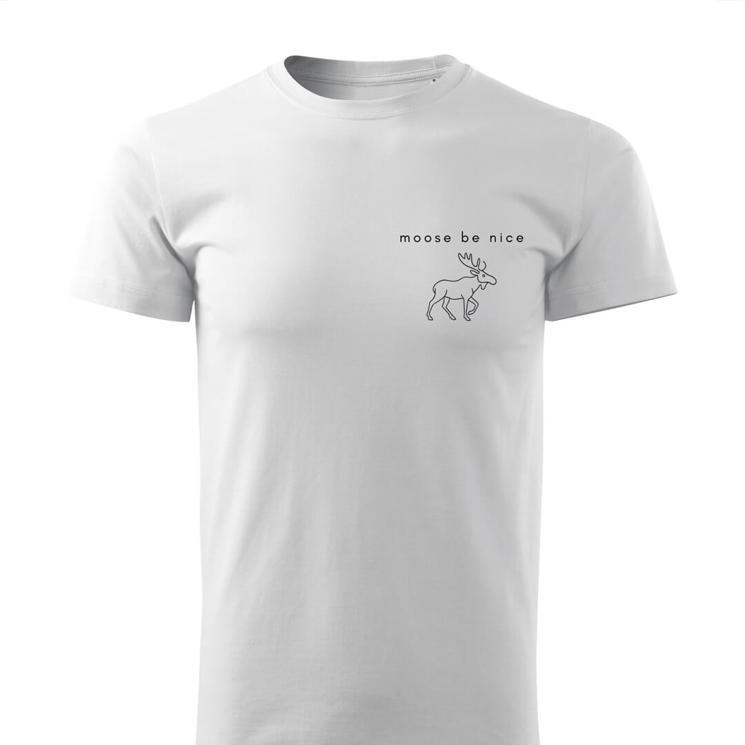 biała koszulka z logo firmowym