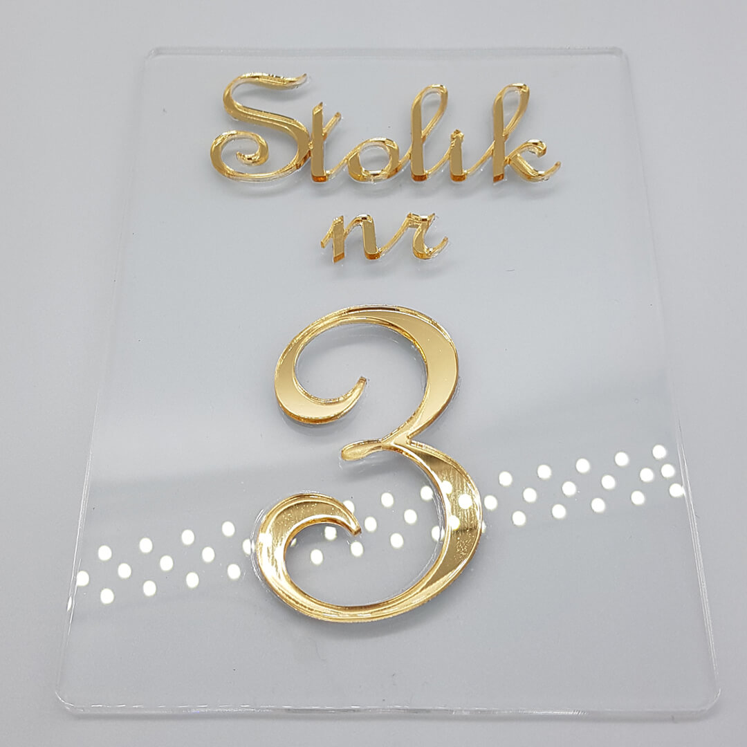 złote ramki na numery stołów