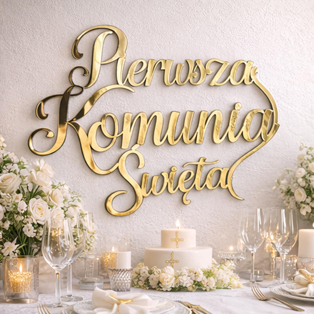 piękny napis na pierwszą komunię świętą
