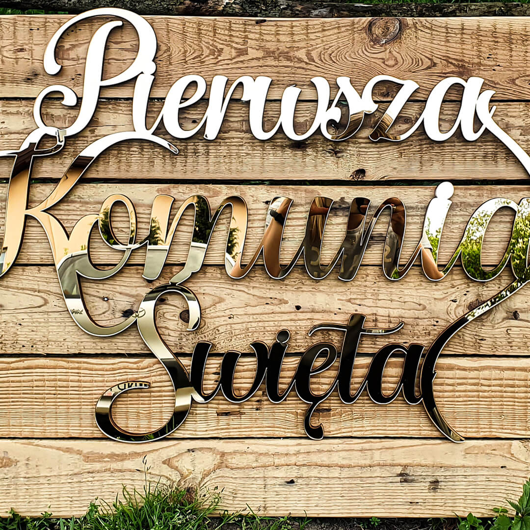 pierwsza komunia święta złoty napis