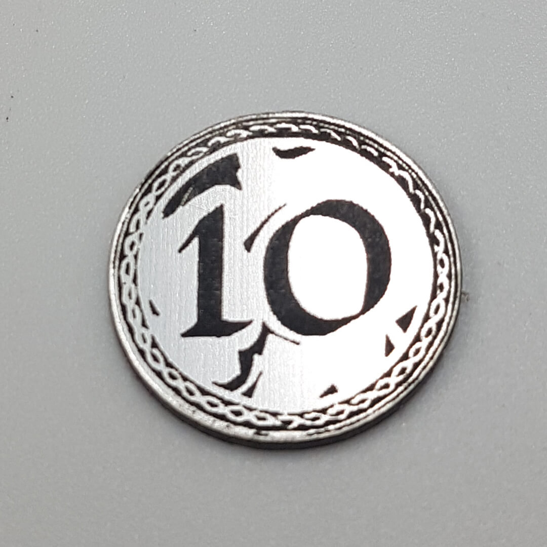 srebrna moneta 10 do gier planszowych