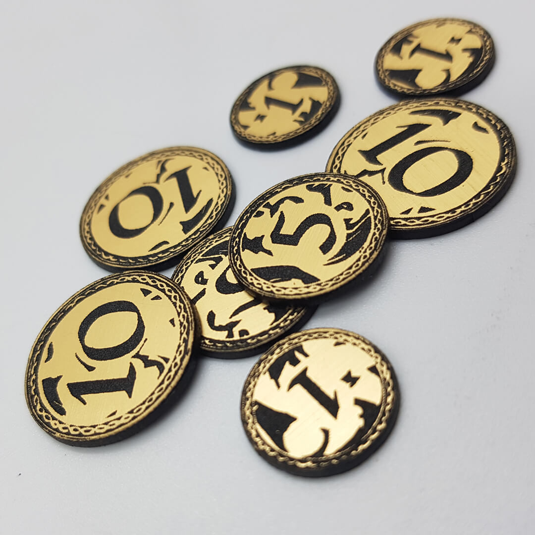 zestaw złotych monet do gier planszowych